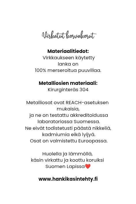 Virkatut korvakorut: KAUNOKAISET Roosa