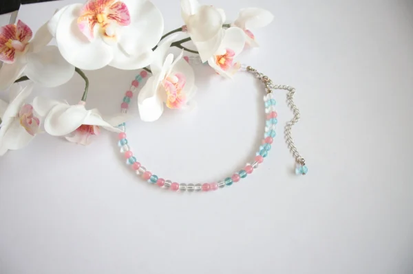 Lasihelmi choker kaulakoru pastelli
