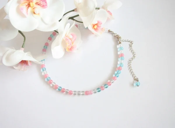 Lasihelmi choker kaulakoru pastelli