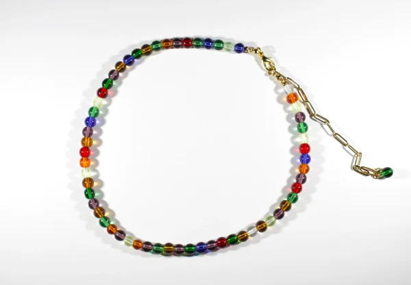 Lasihelmi choker kaulakoru värikäs
