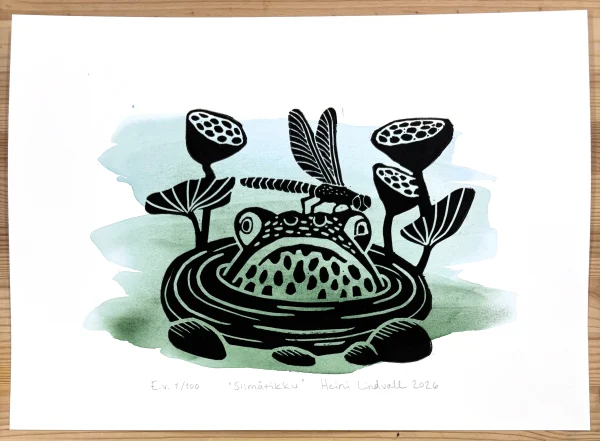 Silmätikku (E.v. 1/100) - linografiikka & akvarelli