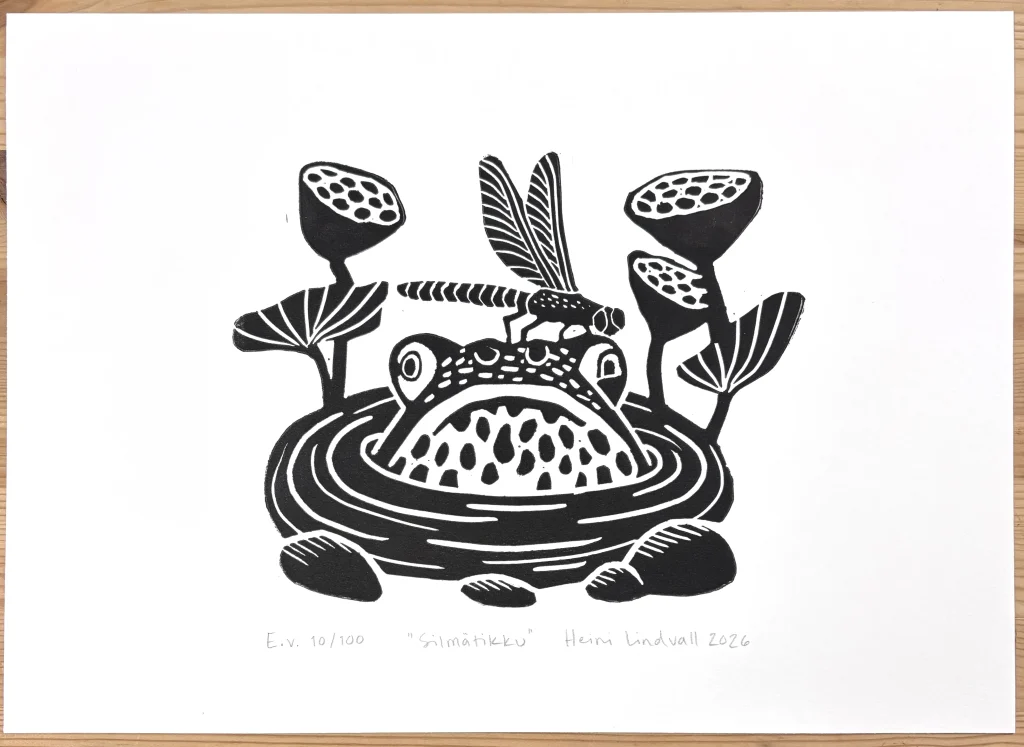 Silmätikku - linografiikka